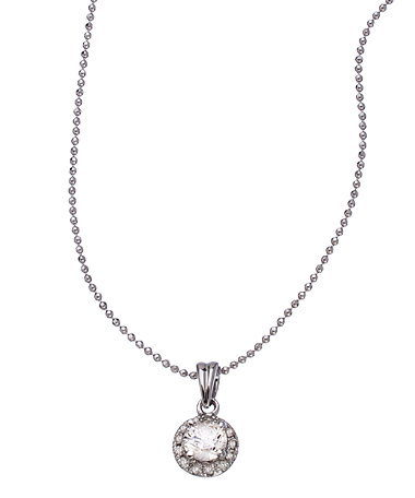 Mystic Light White Gold and Diamond Halo Pendant Necklace