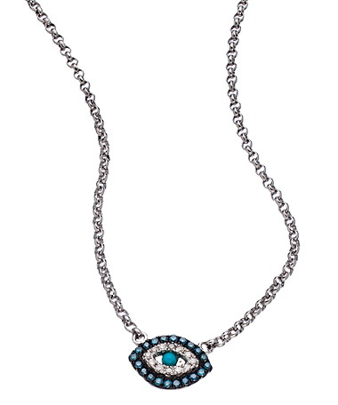 Mystic Light Silver Micro Prong Evil Eye Pendant Necklace