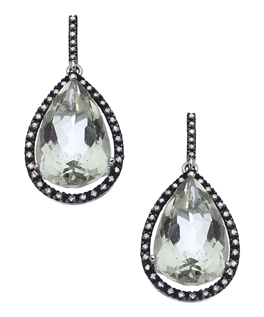 Mystic Light Silver and Green Amethyst Teardrop Earrings