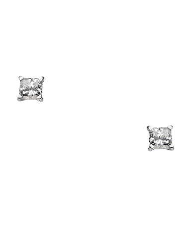 Mystic Light White Gold and Princess Cut Diamond Stud Earrings