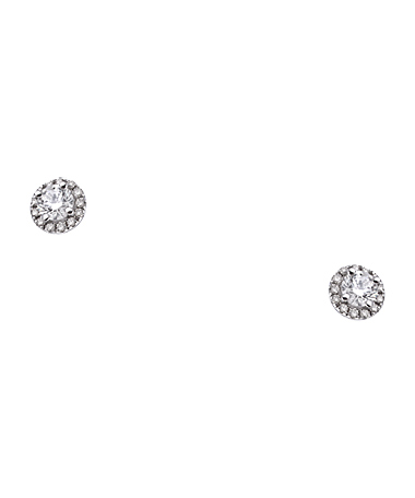 Mystic Light White Gold Pave and Round Diamond Stud Earrings