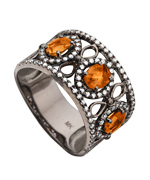 Mystic Light Diamond Citrine Wide Band Ring