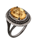 Mystic Light Two Tone Oval Citrine Cocktail Ring