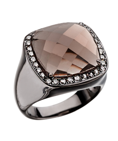 Mystic Light Large Diamond Smoky Quartz Cocktail Ring