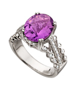 Mystic Light Diamond Purple Amethyst High Prong Cocktail Ring