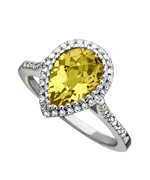 Mystic Light Diamond Lemon Quartz Empress Teardrop Cocktail Ring