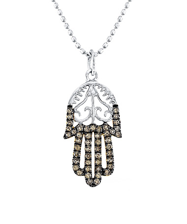 Mystic Light Brown Diamond Hamsa Necklace