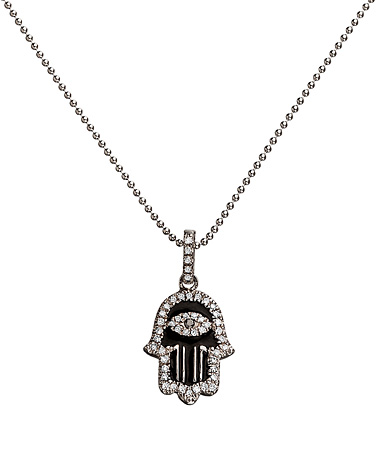 Mystic Light Black Enamel Hamsa Pendant