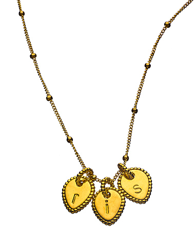 Naomi Gray 3 Initial Beaded Lotus Necklace