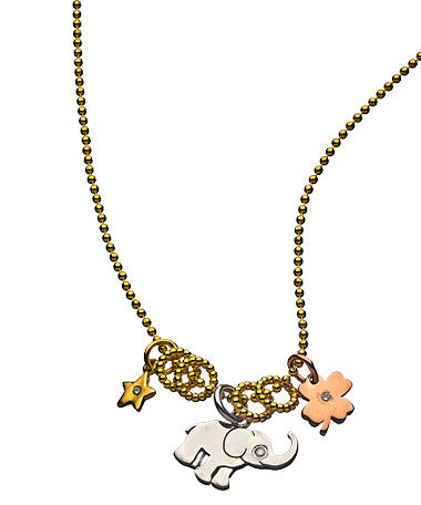 Naomi Gray Mixed Metal Elephant Star Clover Necklace