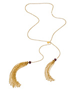Nashelle Long Ruby Tassel Necklace