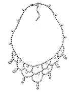 Nicole Meng Rhinestone and Black Chandelier Bib Necklace