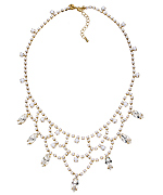 Nicole Meng Rhinestone and Gold Chandelier Bib Necklace