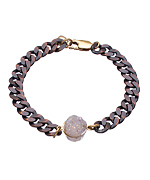 One Oak by Sara Dark Rose Chain and Opal White Druzy Bracelet