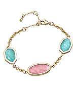 OroClone Gold Rose Aventurine and Amazonite Linear Bracelet