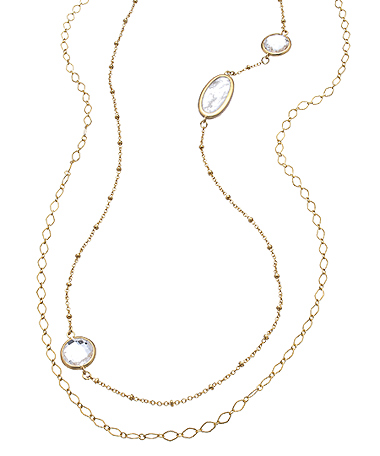 OroClone Gold and Rock Crystal Linear Necklace