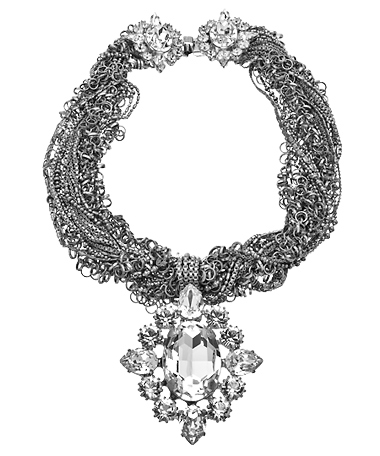 Otazu Silver Swarovski Crystal and Multi-chain Necklace