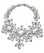 Otazu Silver Pearl and Swarovski Crystal Bib Necklace