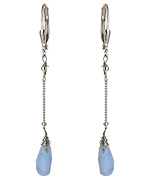 Perlin Design Powder Blue Agate Silver Drop Earrings