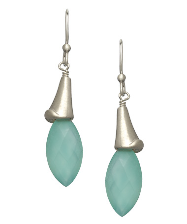Philippa Roberts Jewelry Silver and Chalcedony Pod Drop Earrings