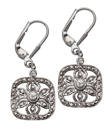 Phyllis Bergman Diamond Flower Antique Earrings