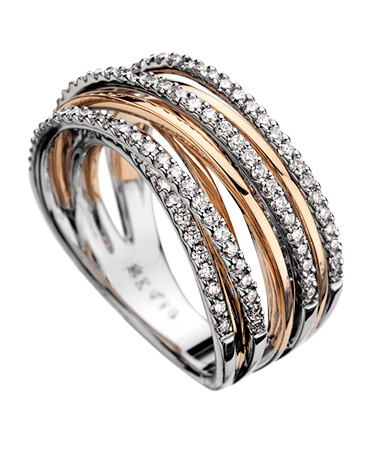 Phyllis Bergman Two tone Criss Cross Diamond Band