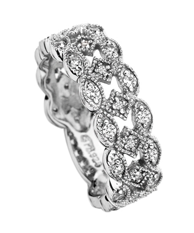 Phyllis Bergman Marquise and Round Bezel Diamond Scalloped Band