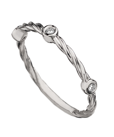 Phyllis Bergman Bezel Set Diamond and Twisted White gold Band