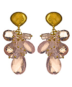 Piara by Elaine J Rose Quartz Cluster Dangle Earrings