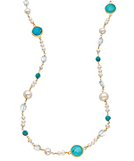 Piara by Elaine J Turquoise & Pearl Necklace