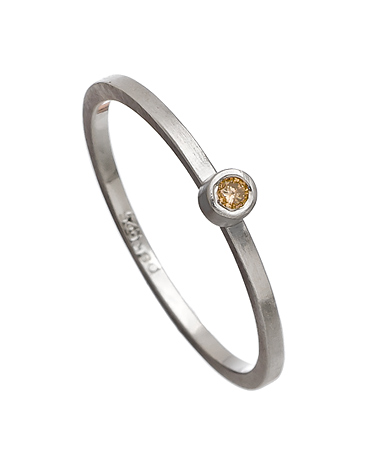 Pineapple Seed Silver and Diamond Horizon Ring