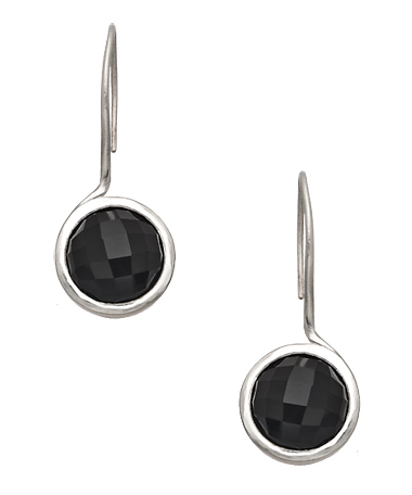 Pineapple Seed Silver and Black Agate Earrings