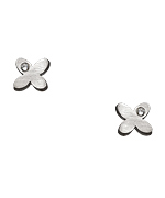 Pineapple Seed Silver Blossom and White Topaz Earrings