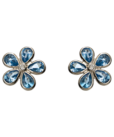 Ponponella Aquamarine Blossom Clip-on Earrings
