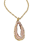 Privileged Gold and Natural Geode Pendant Long Necklace