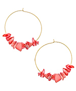 Privileged Gold and Coral Rocks Hoop Earrings