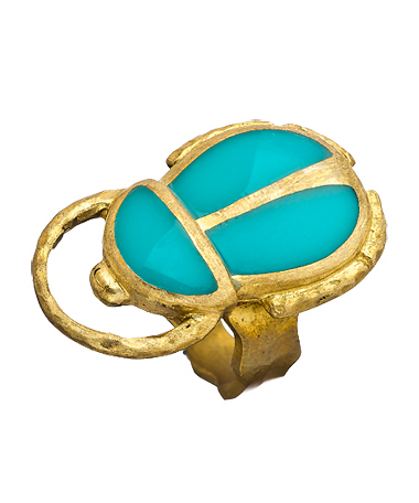 Rane Brass Turquoise Beetle Ring