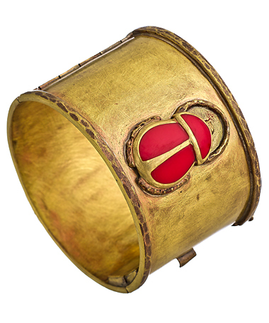 Rane Brass Scarab Red Beetle Cuff