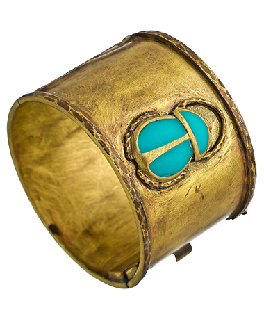 Rane Brass Scarab Turquoise Beetle Cuff
