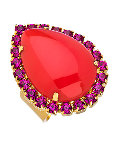 Roberta Chiarella Gold Coral and Purple Tom Tom Ring