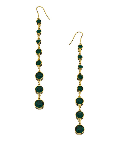 Roberta Chiarella Gold and Emerald Crystal After Eight Drop Earrings