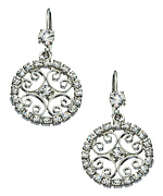 Roberta Chiarella Platinum and Swarovski Elements Scroll Lace Drop Earrings