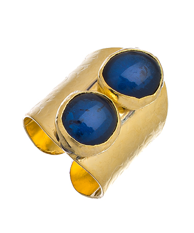 Robyn Rhodes Gold and Double Blue Quartz Parisa Ring