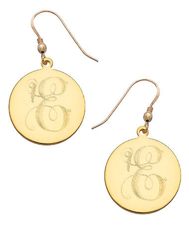 Robyn Rhodes Gold Circle Initial Earrings