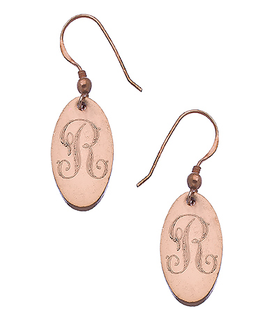 Robyn Rhodes Rose Gold Oval Initial Earrings