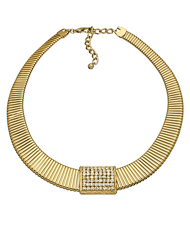 Roman Luxe Gold Gooselink Crystal Choker Necklace