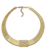 Roman Luxe Gold Gooselink Crystal Choker Necklace