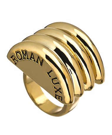 Roman Luxe Gold Ribbed Dome Cocktail Ring