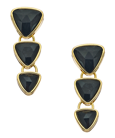 Roman Luxe Bezeled Triangular Jet Crystal Drop Earrings