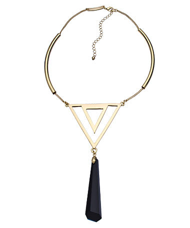 Roman Luxe Gold Triangle and Jet Bib Necklace